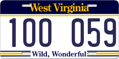WV license plate 1OO059