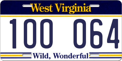 WV license plate 1OO064
