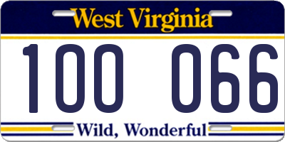 WV license plate 1OO066