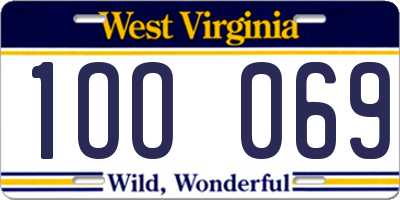 WV license plate 1OO069