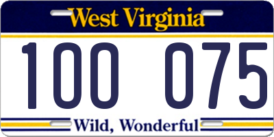 WV license plate 1OO075