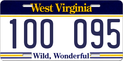 WV license plate 1OO095