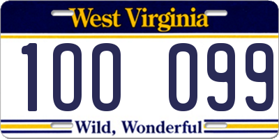 WV license plate 1OO099