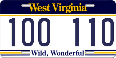 WV license plate 1OO110