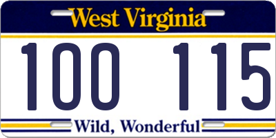 WV license plate 1OO115