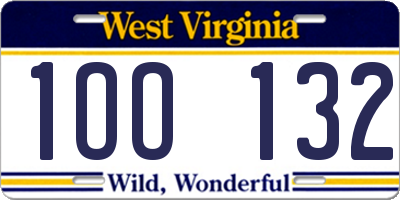 WV license plate 1OO132
