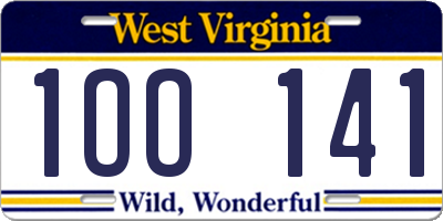 WV license plate 1OO141