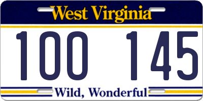 WV license plate 1OO145
