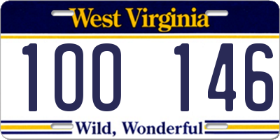 WV license plate 1OO146