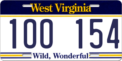 WV license plate 1OO154