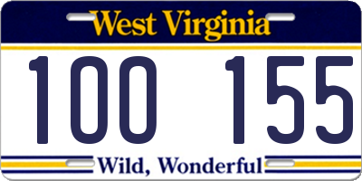 WV license plate 1OO155