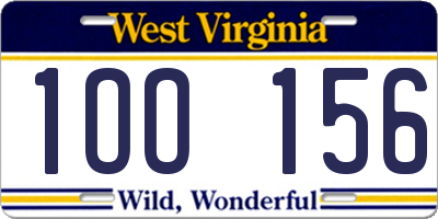 WV license plate 1OO156