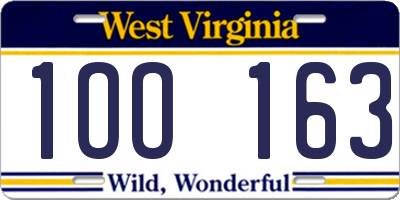WV license plate 1OO163