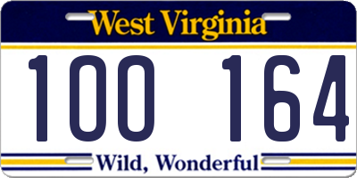 WV license plate 1OO164