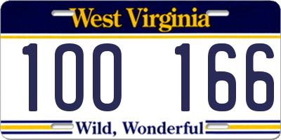 WV license plate 1OO166