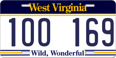 WV license plate 1OO169