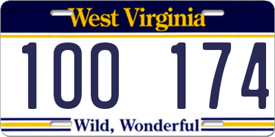 WV license plate 1OO174