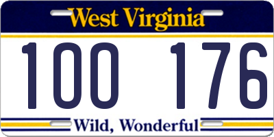WV license plate 1OO176