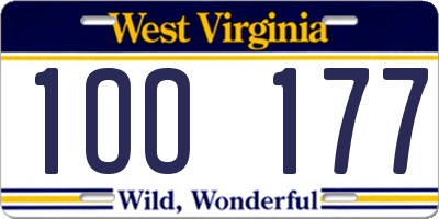 WV license plate 1OO177