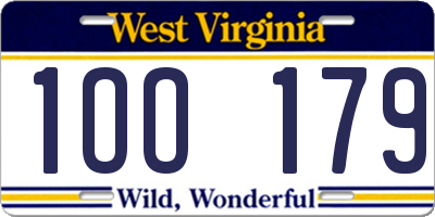 WV license plate 1OO179