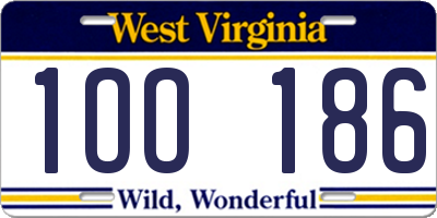 WV license plate 1OO186