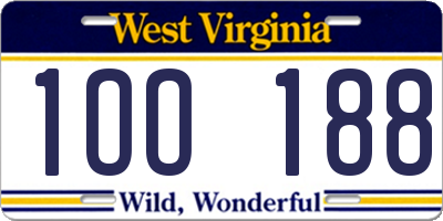 WV license plate 1OO188