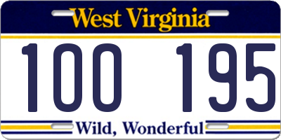 WV license plate 1OO195