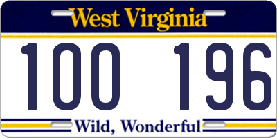 WV license plate 1OO196