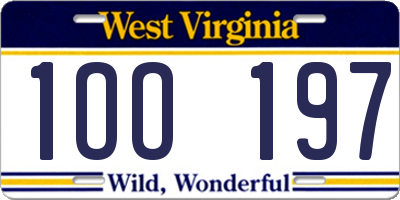 WV license plate 1OO197