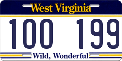 WV license plate 1OO199