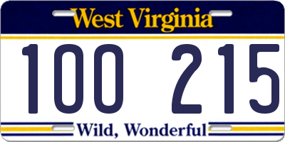 WV license plate 1OO215
