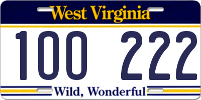 WV license plate 1OO222