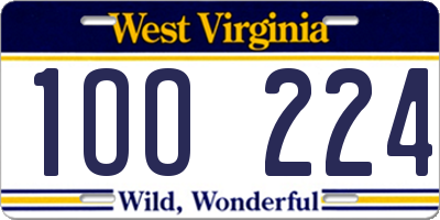 WV license plate 1OO224