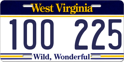 WV license plate 1OO225