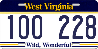 WV license plate 1OO228