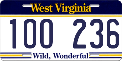 WV license plate 1OO236