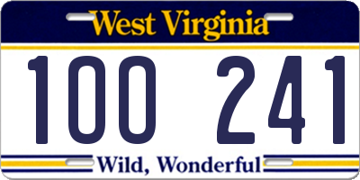 WV license plate 1OO241