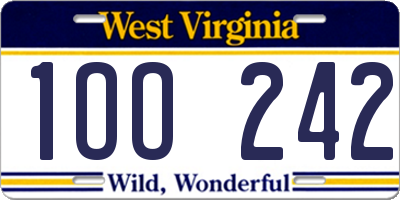 WV license plate 1OO242