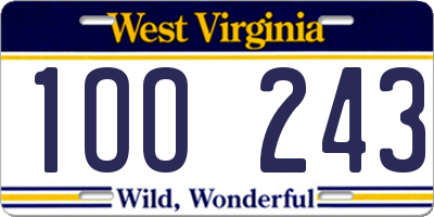 WV license plate 1OO243