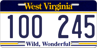 WV license plate 1OO245