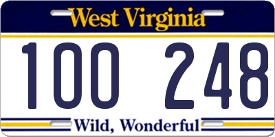 WV license plate 1OO248