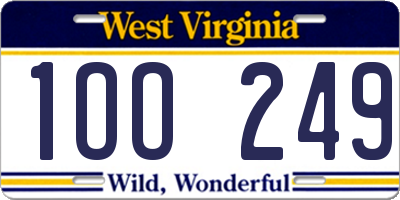 WV license plate 1OO249