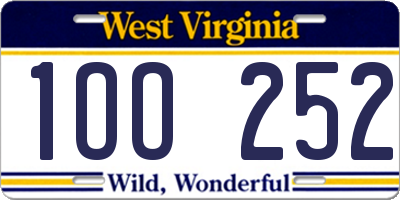 WV license plate 1OO252
