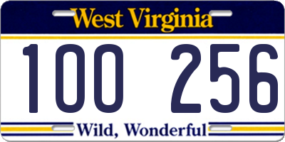 WV license plate 1OO256