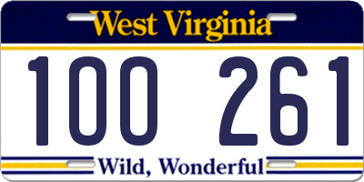 WV license plate 1OO261