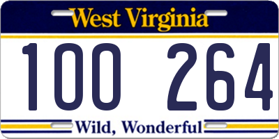 WV license plate 1OO264