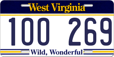 WV license plate 1OO269