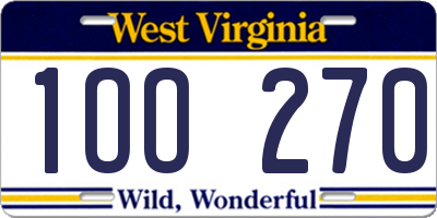 WV license plate 1OO270