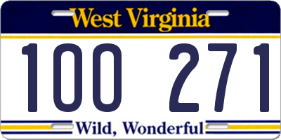 WV license plate 1OO271