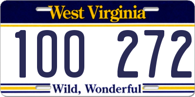 WV license plate 1OO272